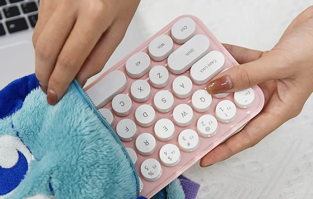 Set tastatura + mouse fara fir Mofii Bean (White/Pink) - 4