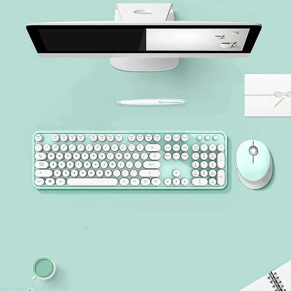 Беспроводной комплект клавиатура + мышь Mofii Sweet (White/Green) - 6