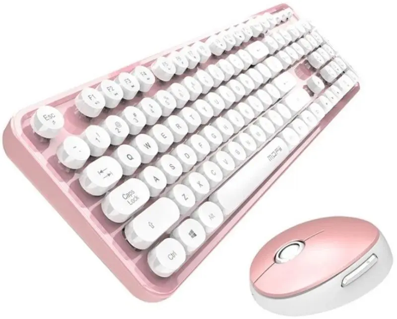 Set tastatura + mouse fara fir Mofii Sweet (White/Pink) - 2