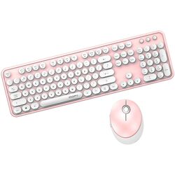Set tastatura + mouse fara fir Mofii Sweet (White/Pink)