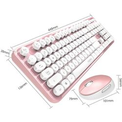 Set tastatura + mouse fara fir Mofii Sweet (White/Pink) Thumb