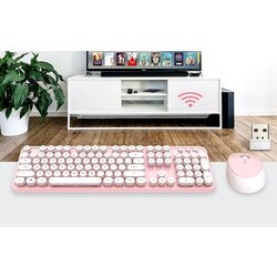Set tastatura + mouse fara fir Mofii Sweet (White/Pink) Thumb