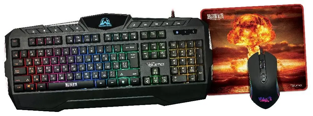 Set tastatura + mouse + covoras pentru mouse Qumo Wartime (Black)
