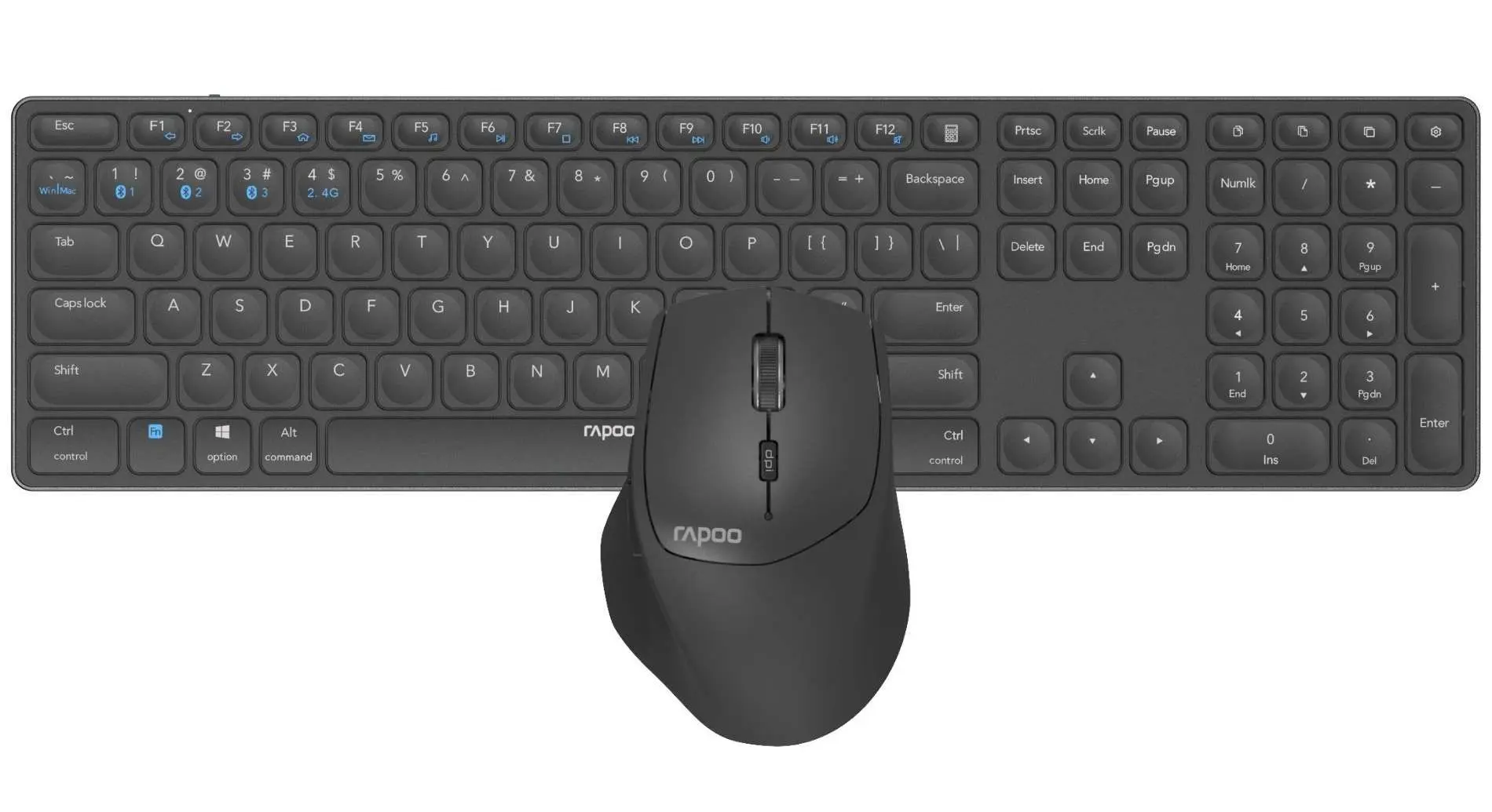 Set tastatura + mouse fara fir Rapoo 9800M (Dark Grey)