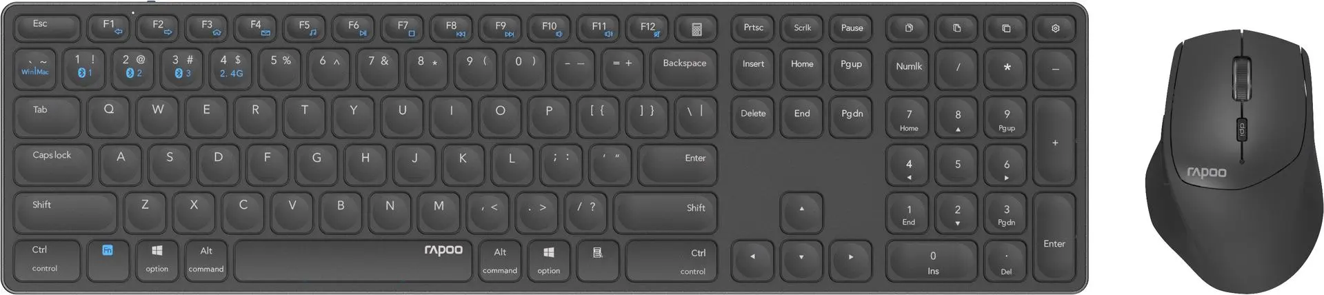 Set tastatura + mouse fara fir Rapoo 9800M (Dark Grey) - 2