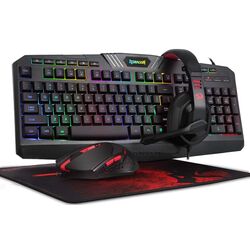 Gaming set 4in1 testatura + casti + mouse + mousepad Redragon RED-S101-BA-2 (Black)