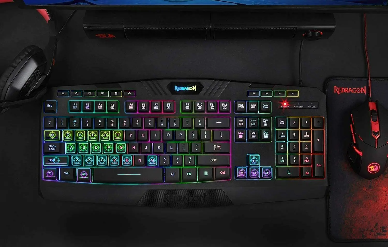 Gaming set 4in1 testatura + casti + mouse + mousepad Redragon RED-S101-BA-2 (Black)