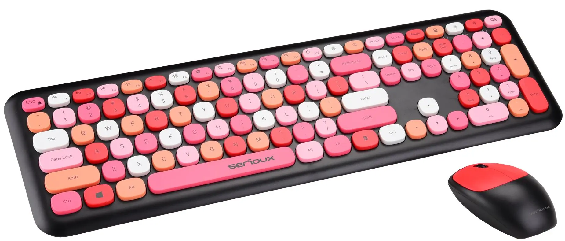Set tastatura + mouse fara fir Serioux Colourful 9920BD (Red/Black)