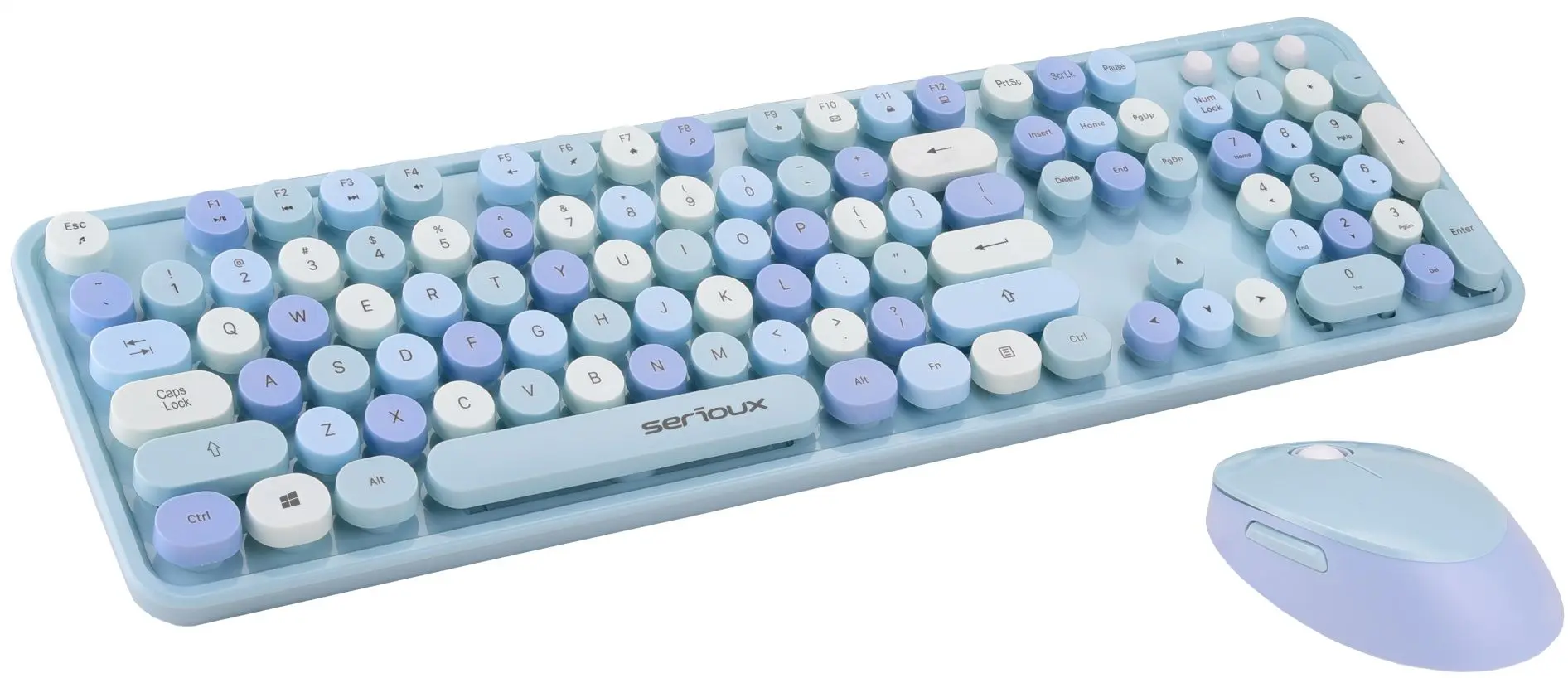 Set tastatura + mouse fara fir Serioux Retro 9900BL (Blue)
