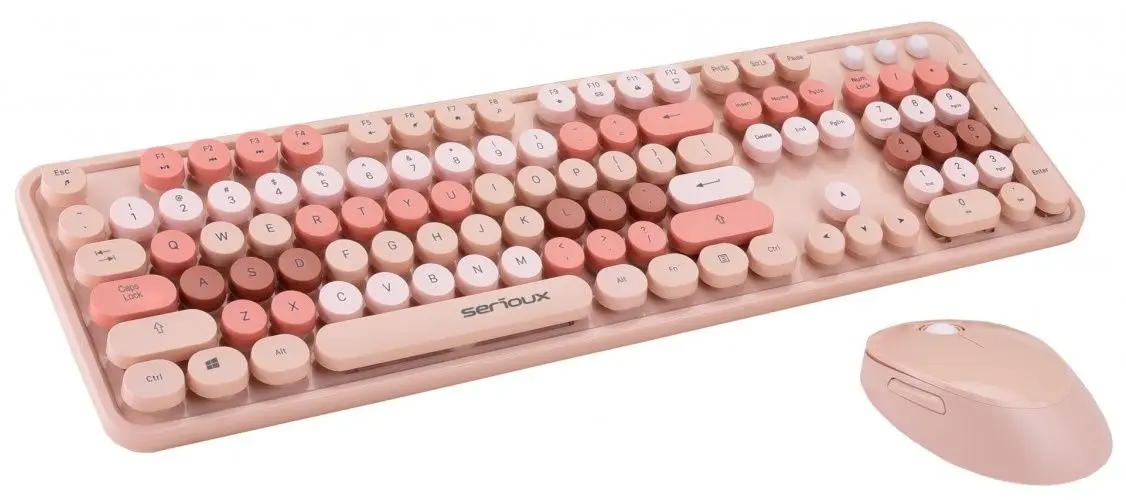Set tastatura + mouse fara fir Serioux Retro 9900BR (Pink)