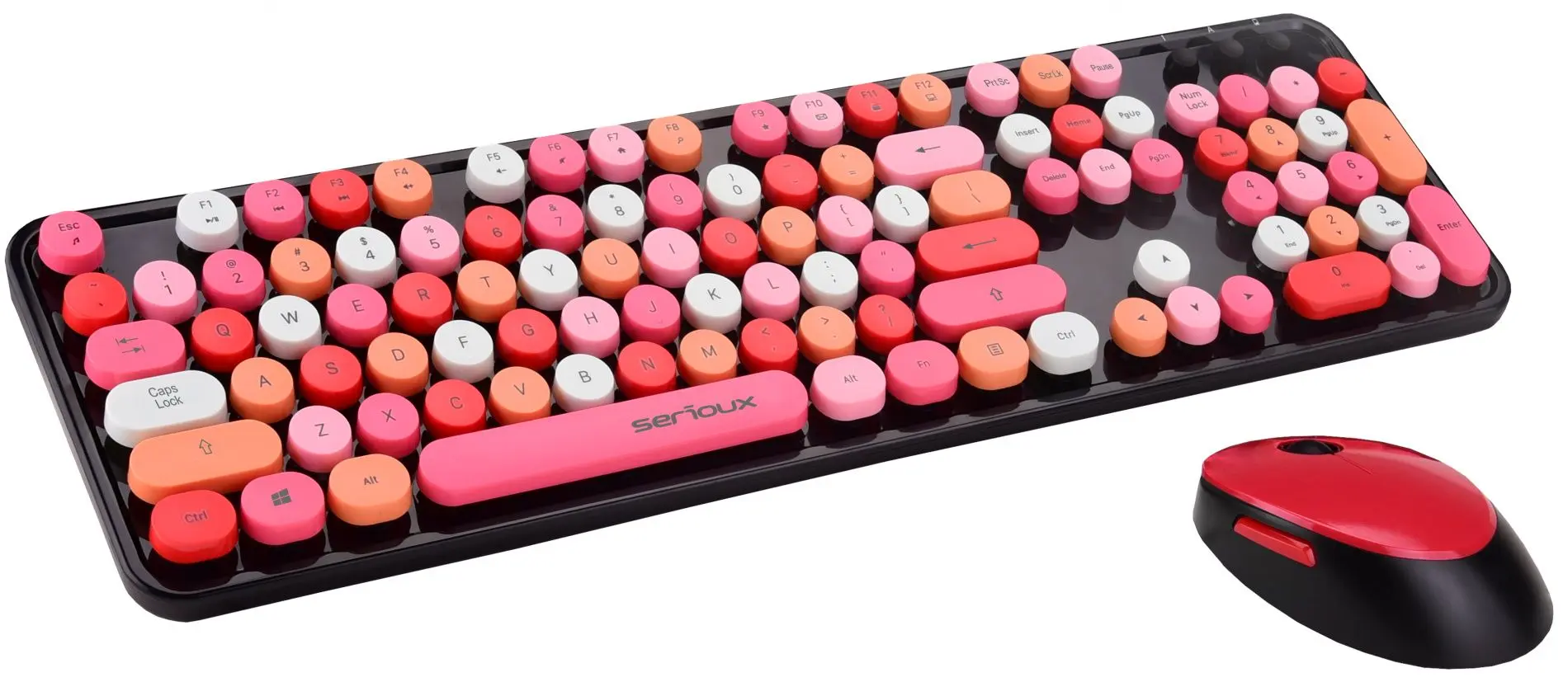 Set tastatura + mouse fara fir Serioux Retro 9900RD (Red/Black)