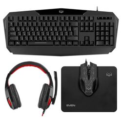 Set tastatura + mouse + covoras + casti Sven GS-4300 (Black) Thumb