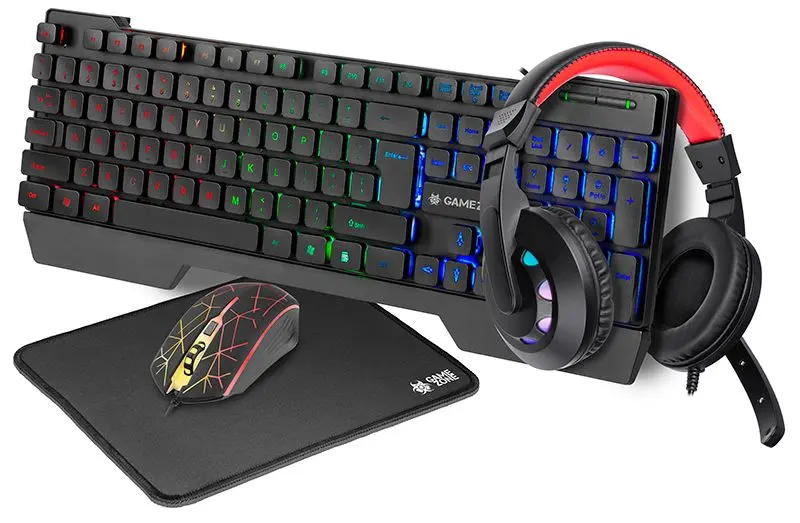 Gaming set 4in1 testatura + casti + mouse + mousepad Tracer Gamezone Mamooth USB (Black)