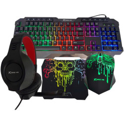 Комплект 4в1 клавиатура + наушники + мышь + коврик Xtrike Me CMX-415 (Black) Thumb