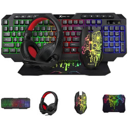 Комплект 4в1 клавиатура + наушники + мышь + коврик Xtrike Me CMX-415 (Black) Thumb