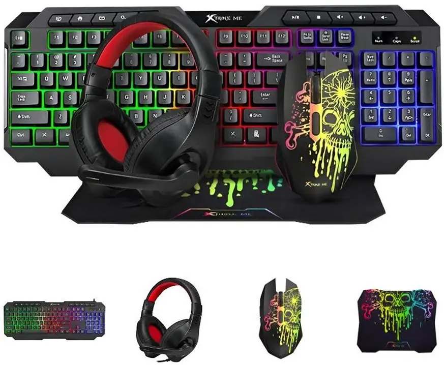 Комплект 4в1 клавиатура + наушники + мышь + коврик Xtrike Me CMX-415 (Black) - 4