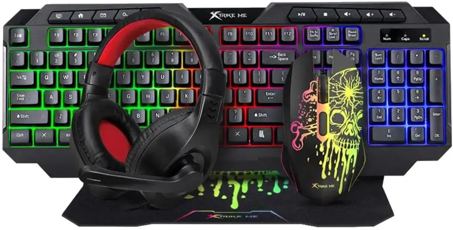 Комплект 4в1 клавиатура + наушники + мышь + коврик Xtrike Me CMX-415 (Black)