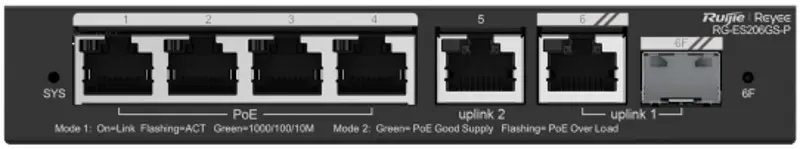 Коммутатор Ruijie Reyee ES206GS-P (Black)
