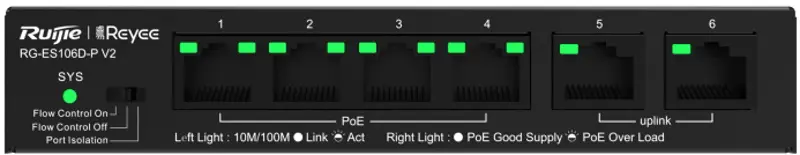 Comutator Ruijie Reyee RG-ES106D-P V2 (Black)