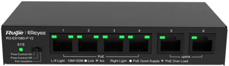 Comutator Ruijie Reyee RG-ES106D-P V2 (Black)