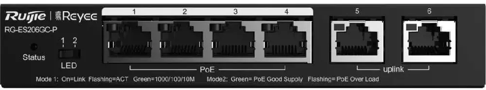 Comutator Ruijie Reyee RG-ES206GC-P (Black)