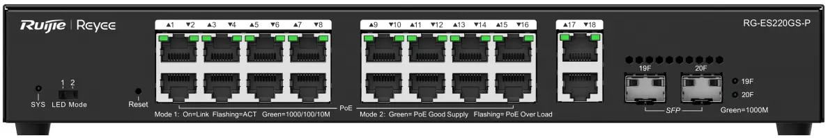 Comutator Ruijie Reyee RG-ES220GS-P (Black)