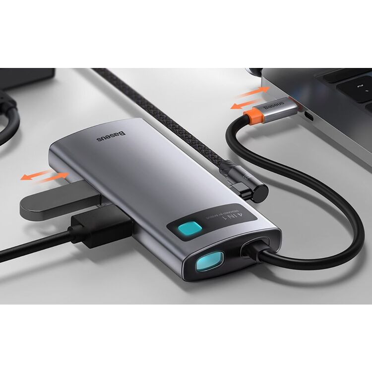 USB концентратор Baseus Metal Gleam Series 4in1 (Silver) 