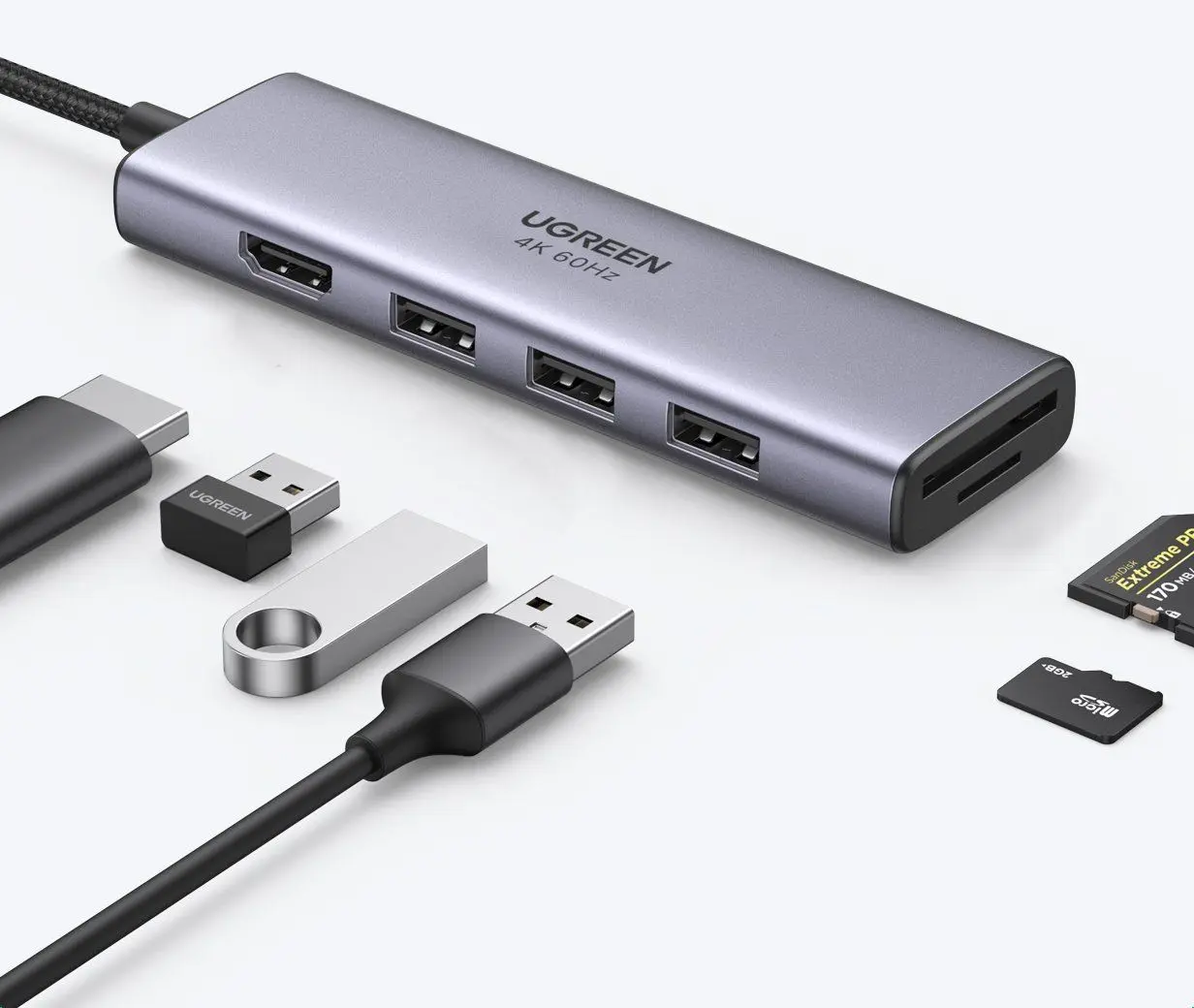 USB концентратор Ugreen 60383 (Silver)