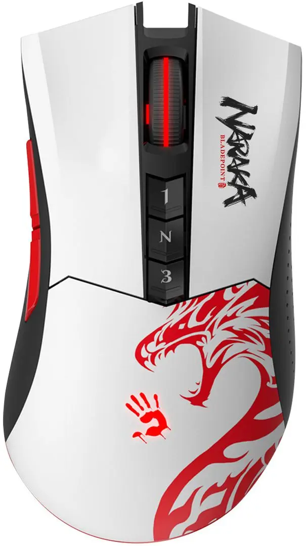 Mouse fara fir A4Tech Bloody R90 Plus Naraka (White/Red/Black)