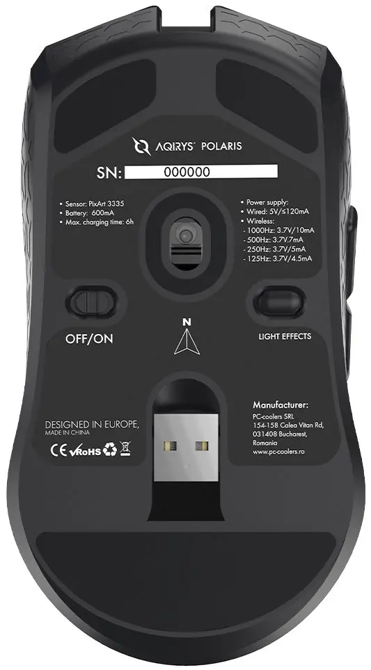 Mouse fara fir Aqirys Polaris (Black)