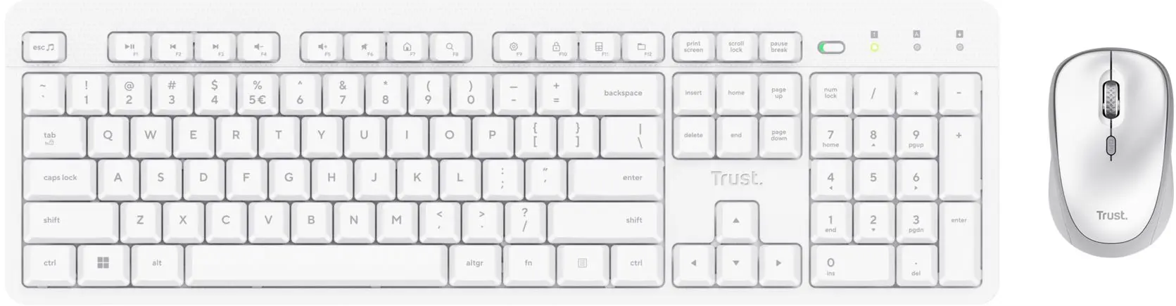 Set tastatura + mouse fara fir Trust Ody II (White)