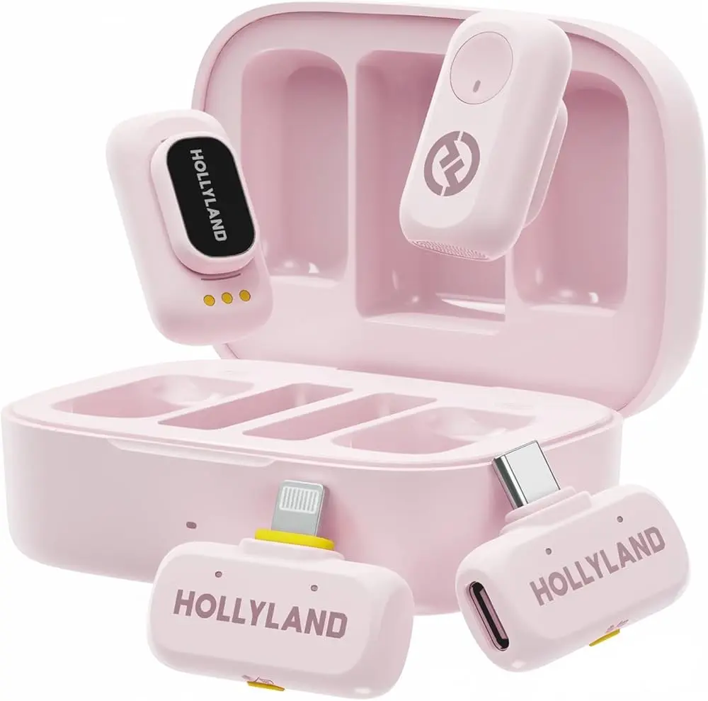 Microfon cu buclă fara fir Hollyland Lark A1 Combo (Cloud Pink)
