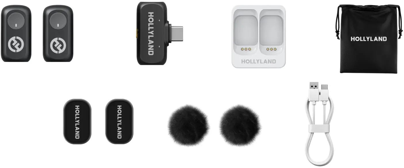 Microfon cu buclă fara fir Hollyland Lark A1 Mini Duo USB-C (Black)