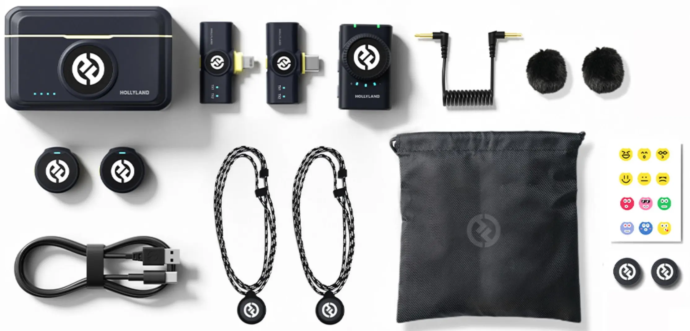 Microfon cu buclă fara fir Hollyland Lark M2 Combo (Shine Charcoal)