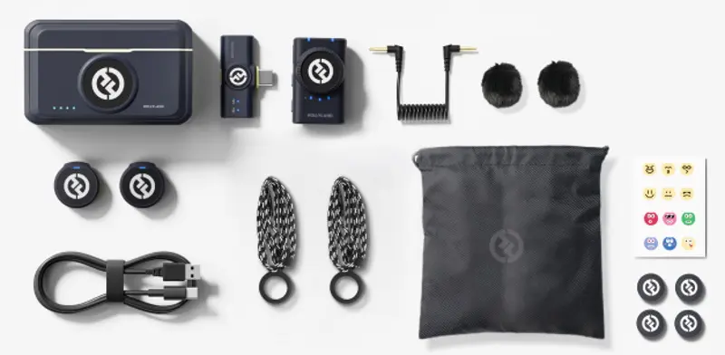 Microfon cu buclă fara fir Hollyland Lark M2 Mini Combo (Shine Charcoal)