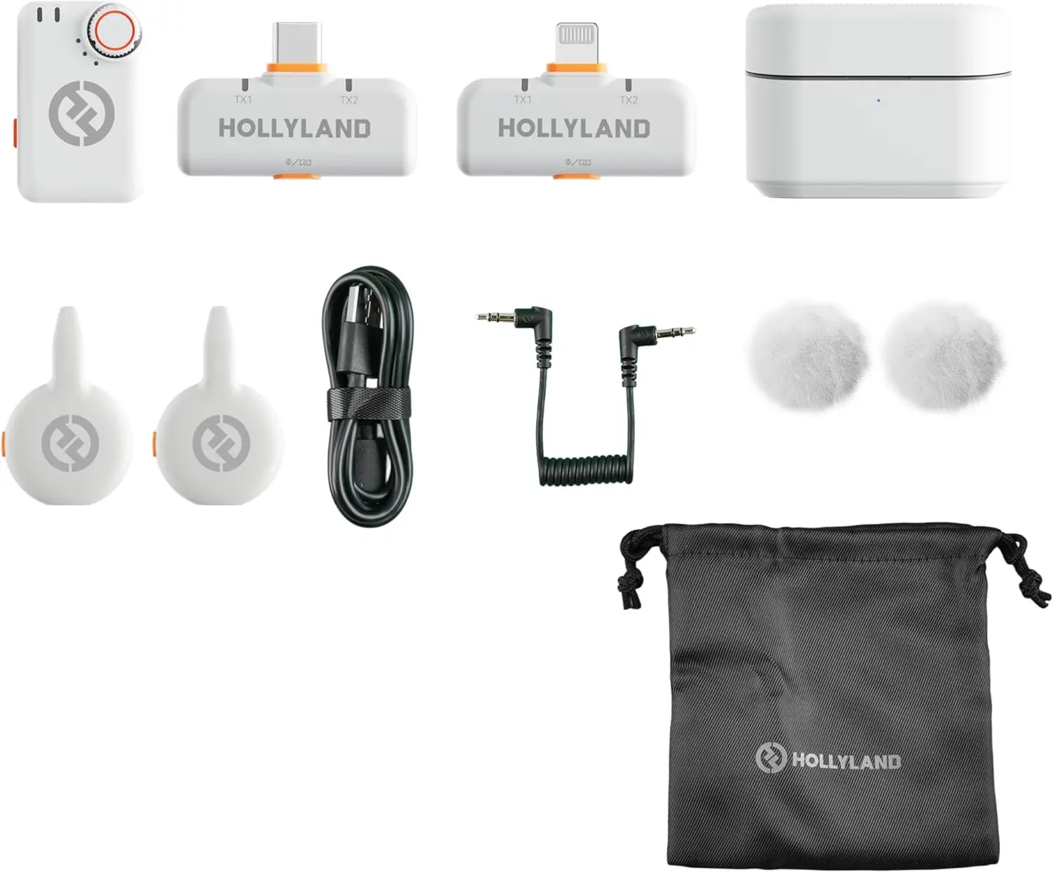 Microfon cu buclă fara fir Hollyland Lark M2S Ultimate Combo (Glacier White) - 3