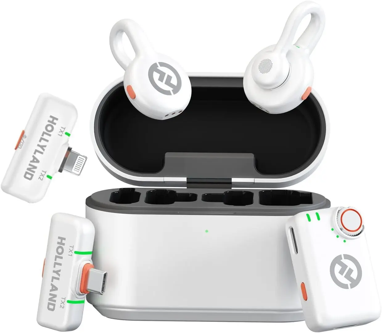 Microfon cu buclă fara fir Hollyland Lark M2S Ultimate Combo (Glacier White)