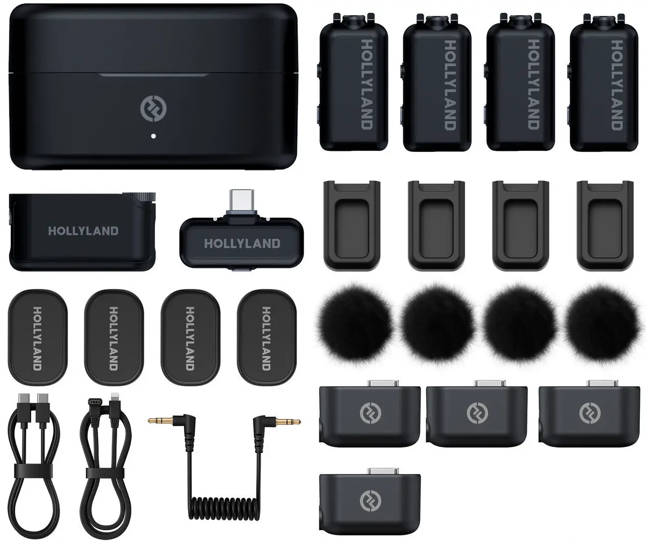 Microfon cu buclă fara fir Hollyland Lark Max 2 Combo 4-Person (Black)