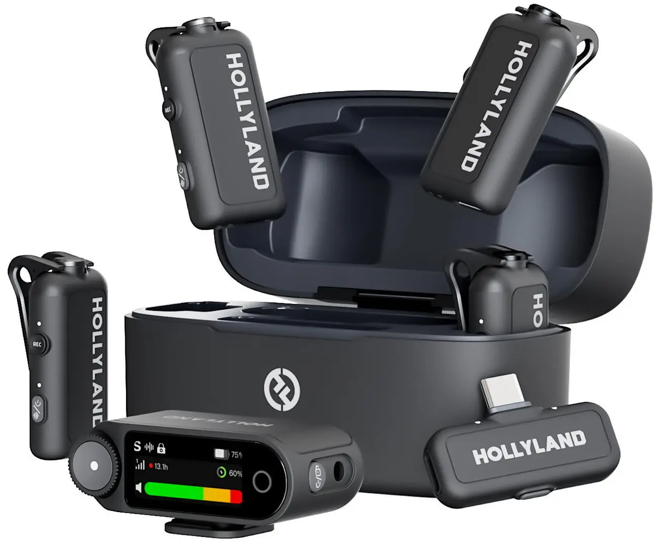 Microfon cu buclă fara fir Hollyland Lark Max 2 Combo 4-Person (Black)