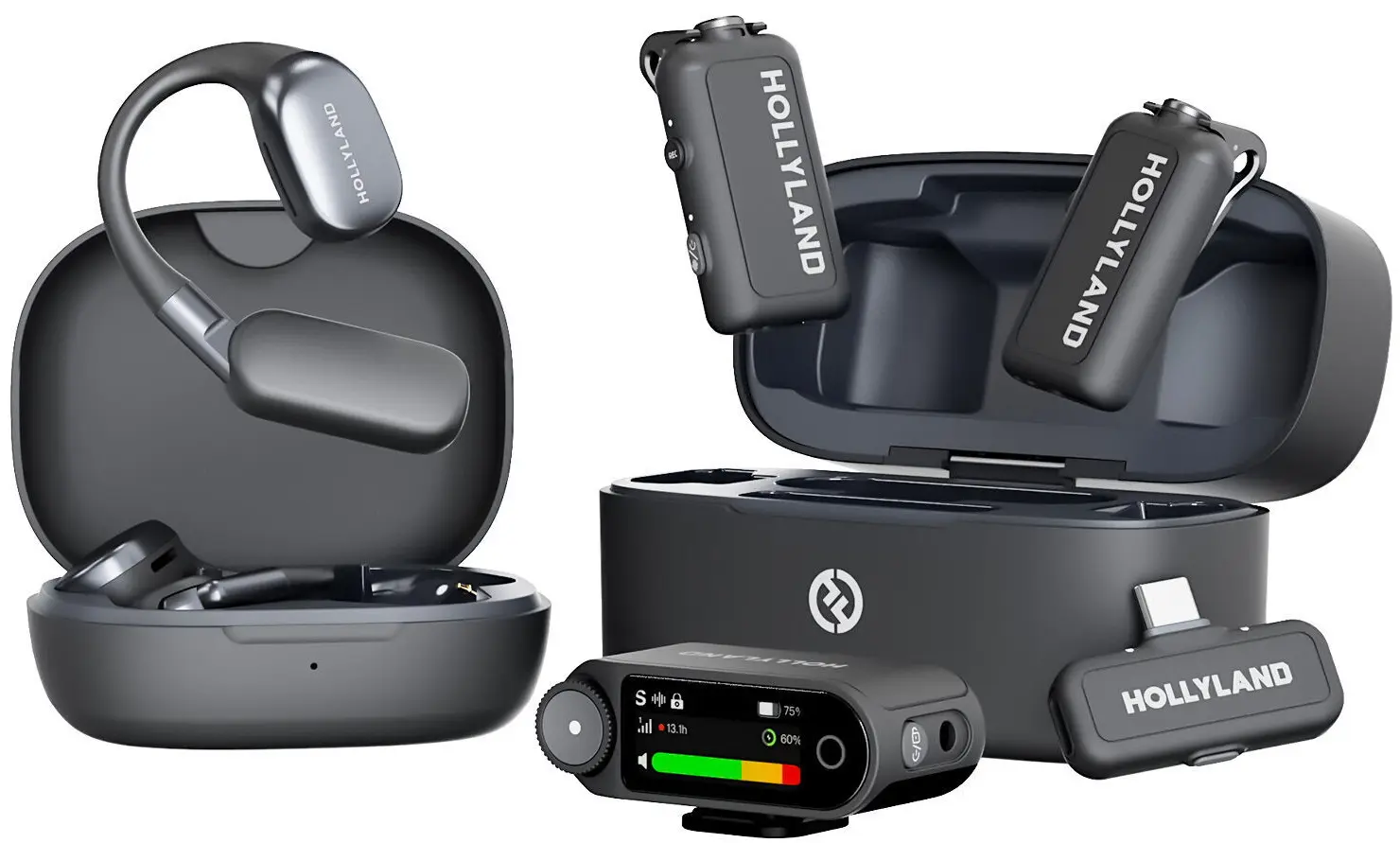 Microfon cu buclă fara fir Hollyland Lark Max 2 Ultimate Combo (Black)