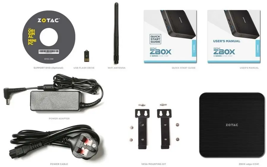 Mini PC Zotac Zbox Edge CI341 Barebone Intel Celeron N4100 (Black)