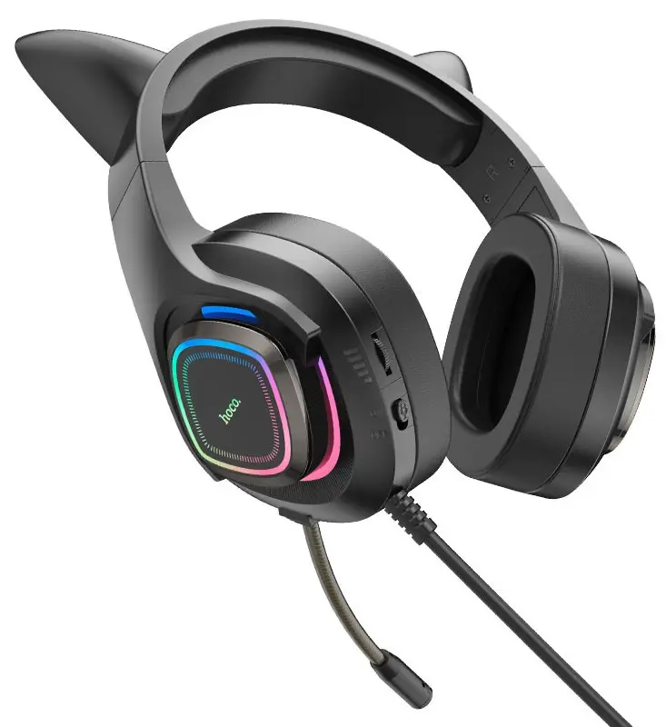 Casti Hoco W107 Cute Cat Elf (Black/Green)