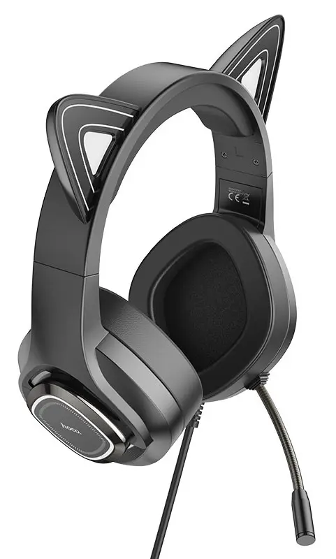 Casti Hoco W107 Cute Cat Elf (Black/Green)