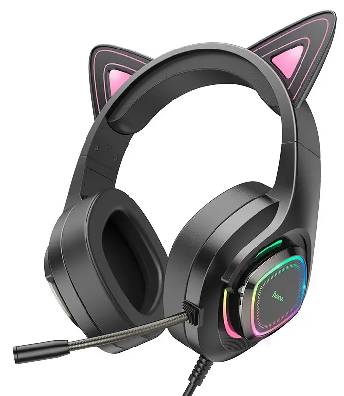 Наушники Hoco W107 Cute Cat Phantom (Black/Pink)