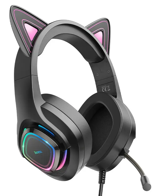 Наушники Hoco W107 Cute Cat Phantom (Black/Pink)
