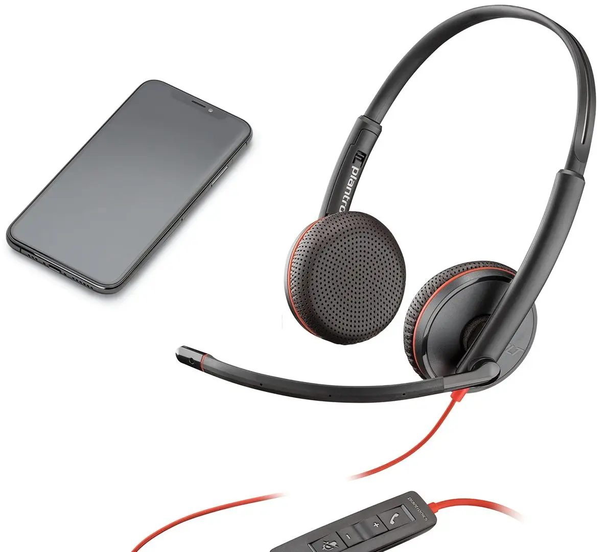 Casti Plantronics Poly Blackwire 3225 (Black/Red)