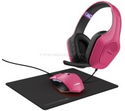 Комплект наушники + мышь + коврик для мыши Trust Tridox GXT 790 (Pink/Black)