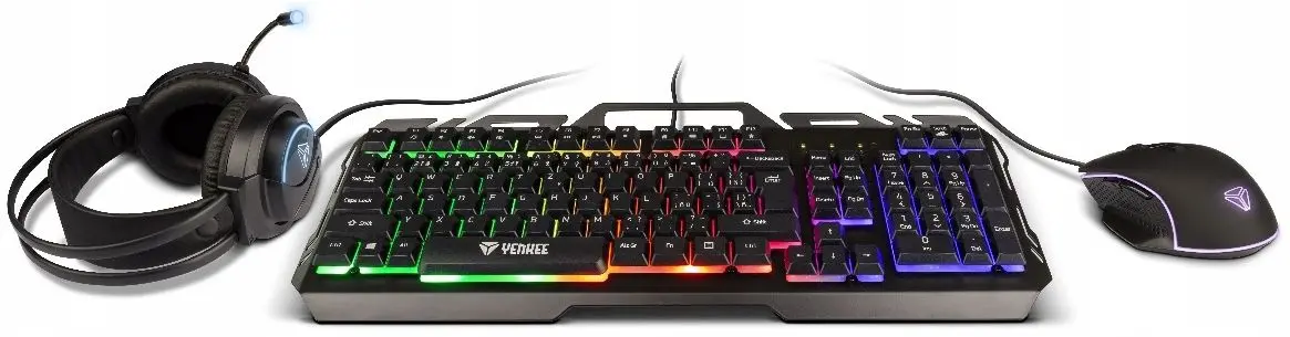 Gaming set 3in1 tastatură + casti + mouse Yenkee YGS 02 (Black)