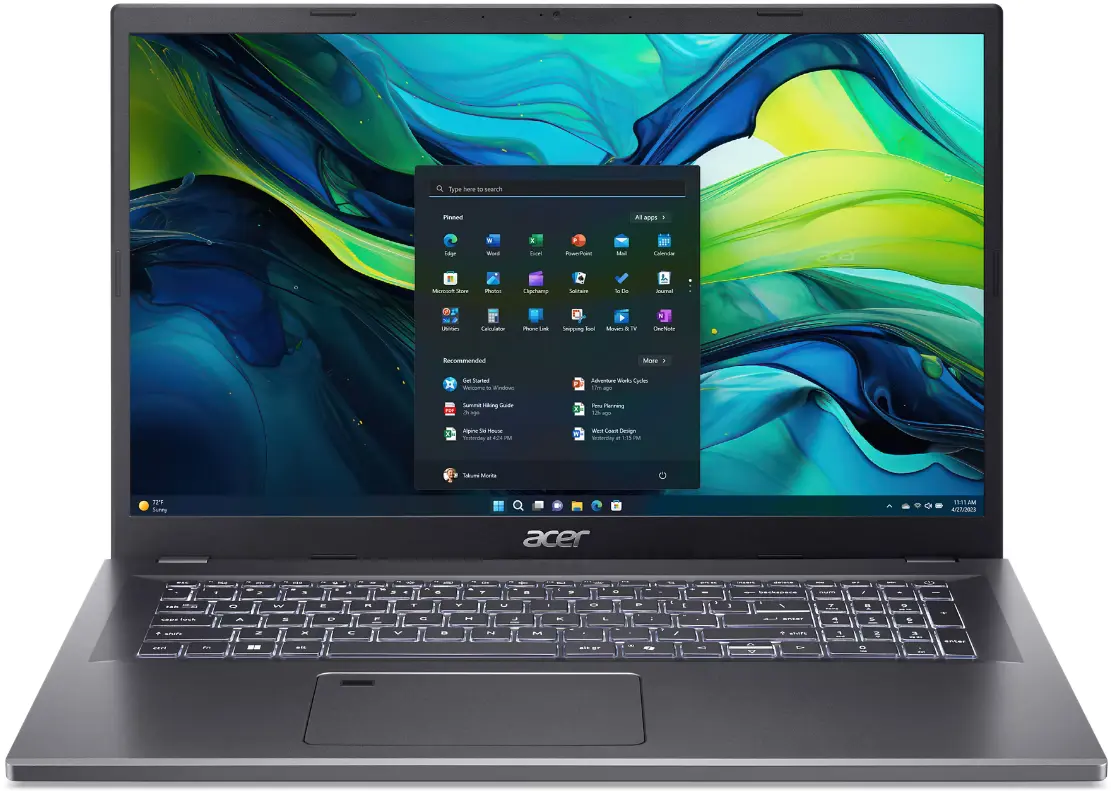 Laptop Acer Aspire 17 A17-51M Intel Core 7 150U 16GB/512GB Linux (Steel Gray)
