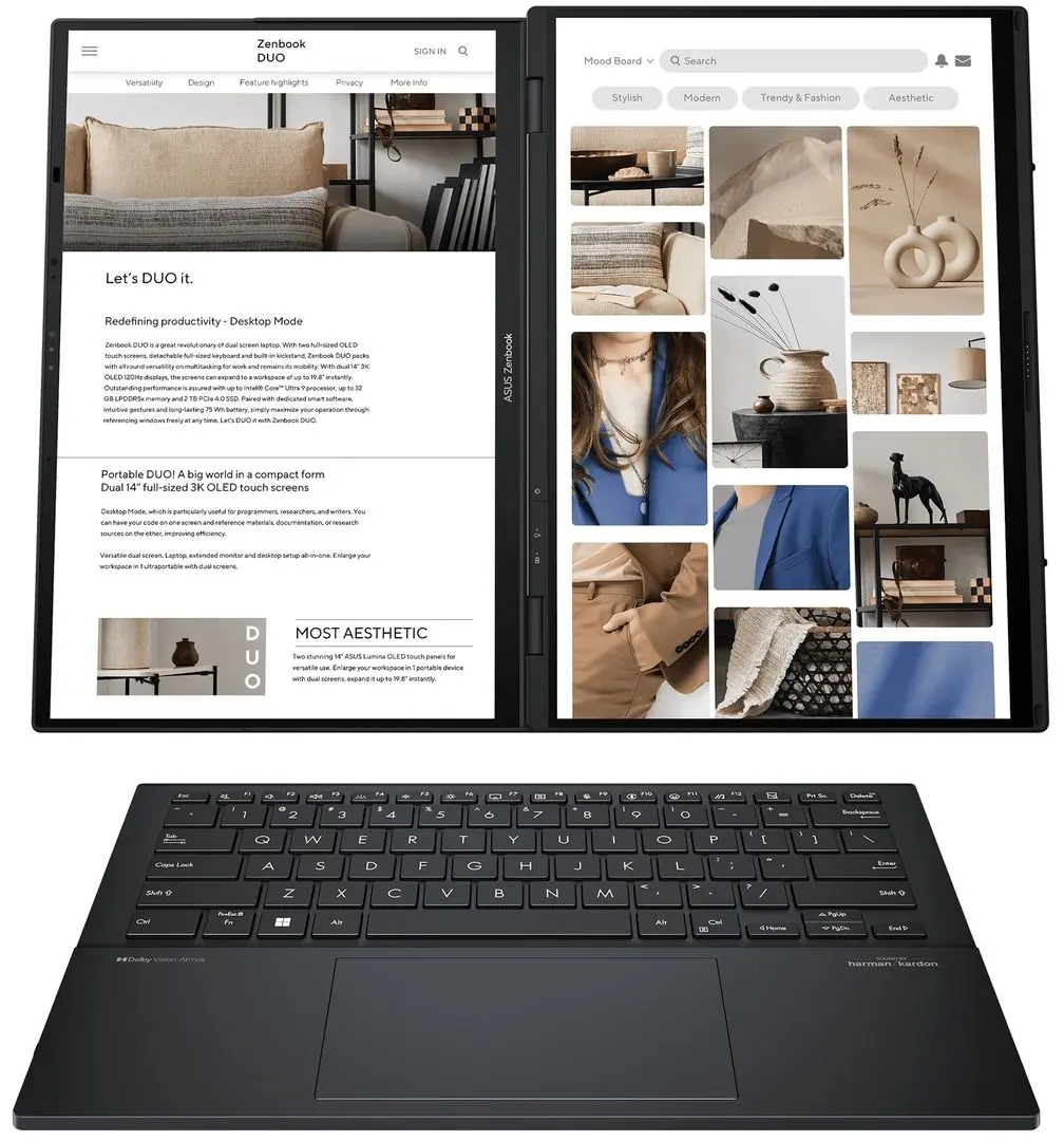 Ноутбук Asus Zenbook DUO UX8406MA Intel Core Ultra 9 185H 32GB DDR4/2TB SSD (Gray)